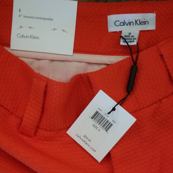 NWT Calvin Klein Orange/Red Short Sz 2 - Picture 6 of 8